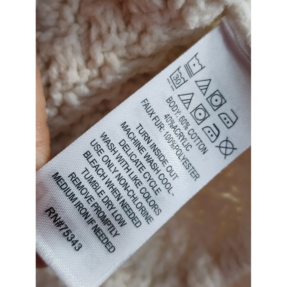 Aspen Kids Poncho Kids Size M 5-6 Cream Leopard Trim Faux Fur Cable Knit Cozy - Picture 7 of 10